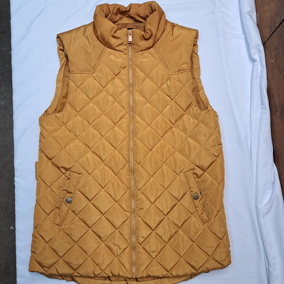 Zenana Outfitters Light Brown Quilted Puffer Vest Women's Size Large - Picture 1 of 7